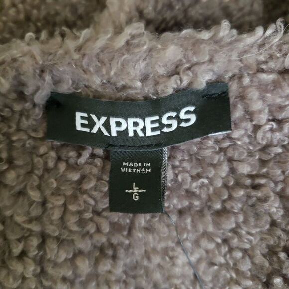 EXPRESS Women's Teddy Comfy Neutral Jacket Mocha Brown Large NEW Cabincozy - Picture 8 of 9